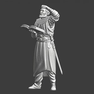 Northern Crusades Miniature, Medieval Knight reading book, Role Playing Miniatures, 28mm, 3D Printed, Wargaming, DnD Miniatures, Historical
