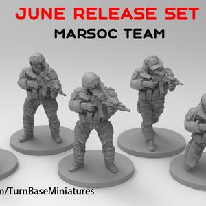 Turnbase Modern Miniatures USMC MARSOC, 5 US Marines Minifigures, 15mm 20mm 28mm 32mm 35mm 40mm 54mm Post Apocalyptic, Zona Alfa, Spectre