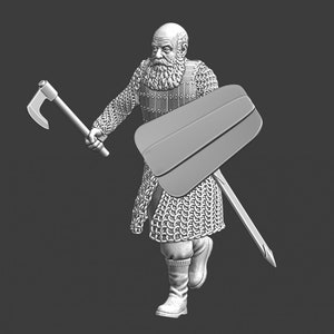 Northern Crusades Miniatures, Medieval Town Guard Commander, RPG Miniature, 28mm, 3D Printed, Wargaming, Historical, 1/56, Saga, Baron&#39;s War