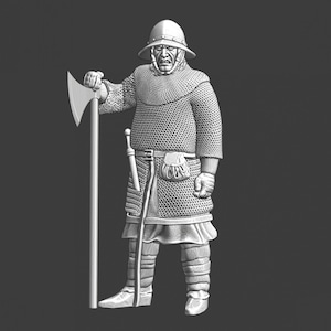 Northern Crusades Miniatures, Medieval Crusader Soldier with Axe, RPG Miniatures, 28mm, 3D Printed, Wargaming, Historical, 1/56, DnD, Saga