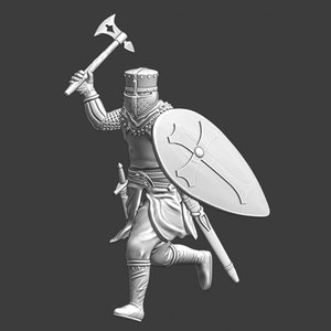 Northern Crusades Miniatures, Medieval Danish Crusader Soldier, Infantry, RPG Miniatures, 28mm, 3D Printed, Wargaming, Historical, 1/56, DnD