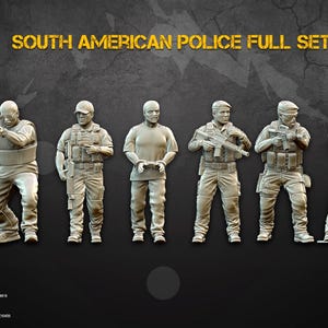 Black Hills Games, South American Police Full Set, Modern Miniatures, 15mm 20mm 28mm 32mm 35mm 40mm 50mm 54mm Post Apocalyptic, Spectre, 3D