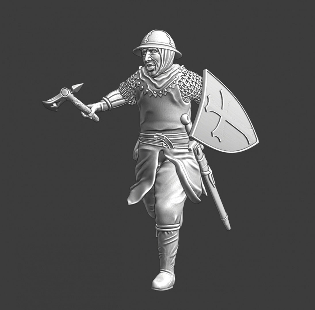 Figurines Chevaliers Sergents Militaires 12e Siècle - 28mm - Lot De 6 - Reconquista Croisades