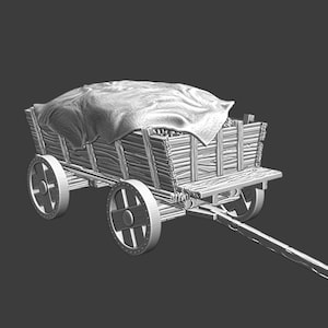 Northern Crusades Miniatures, Medieval Grain Supply Wagon, Role Playing, 28mm, 3D Printed, Wargaming, Terrain, DnD, Scenery, Diorama, 1/56