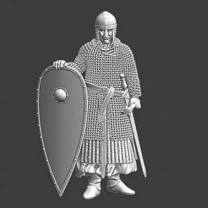 Northern Crusades Miniatures, Early Medieval Crusader Knight, Role Playing Miniatures, 28mm, 3D Printed, Wargaming, Historical, 1/56, DnD