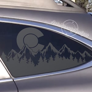 Fits 2020-2025 Subaru Outback Rear Side Window Colorado C Mountain Tree Outdoor Decal Sticker