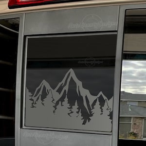 Fits 2013-2025 Nissan Frontier Rear Middle Sliding Window  Mountain Tree Outdoor Decal Sticker
