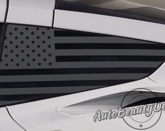 Fits 2014-2019 Chevrolet  Corvette C7 Corvette Rear Side Window American Flag Decal Sticker