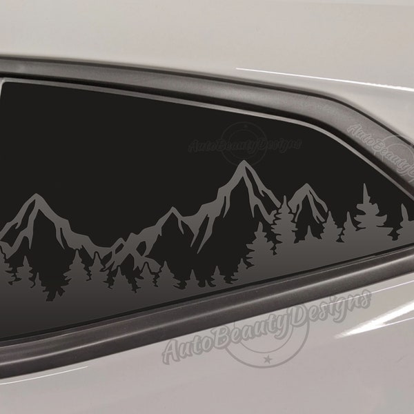 Fits 2016-2022 Chevrolet Camaro Rear Side Windows Mountain Tree Outdoor Decal Sticker