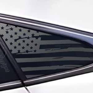 Fits 2016-2021 Honda Civic Sedan 4 Door Rear Side Window Distressed American Flag Decal Sticker