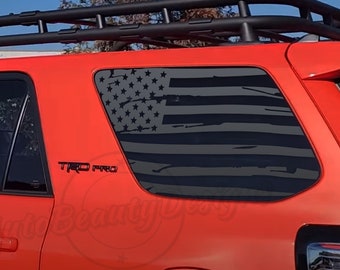 American Flag Rear Window Decals For Toyota 4Runner (5th Gen 2010-2024) - Matte Black, Precut