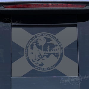 Fits 2015-2025 Honda Ridgeline Rear Middle Sliding Window Florida Flag Decal Sticker