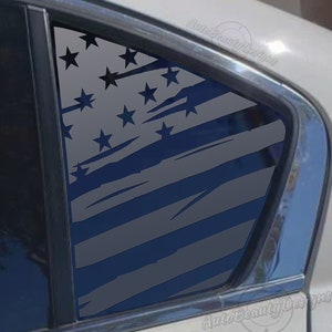Fits 2013-2017 Honda Accord Rear Side Window Distressed American Flag Decal Sticker