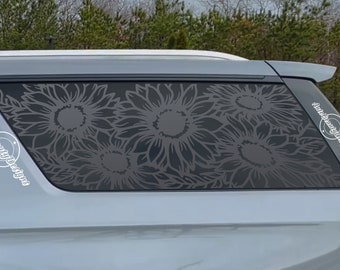 Fits 2021-2026 Chevy Suburban Rear Side Window Floral Sunflowers Pattern Decal Sticker