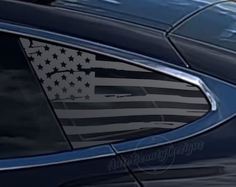 Fits 2012-2020 Tesla Model S Rear Side Window Distressed American Flag Decal Sticker