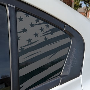 Fits 2012-2015 Honda Civic Sedan 4 Door Rear Side Window Distressed American Flag Decal Sticker