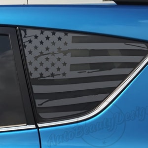 Fits 2013-2018 Toyota RAV4 Rear Side Window Distressed American Flag Decal Sticker
