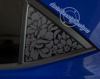 Fits 2014-2019 Toyota Corolla Rear Side Quarter Window Floral Flowers Decal Sticker