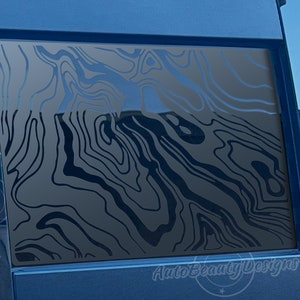 Fits 2019-2025 Chevy Silverado Rear Middle Sliding Window Topographic Map Decal Sticker