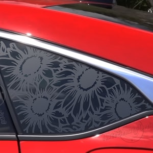 Fits 2018-2022 Honda Accord Rear Side Window Sunflowers Floral Decal Sticker