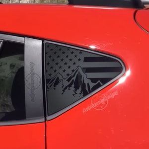 Fits 2024-2025 Subaru CrossTrek  Rear Side Window American Flag Mountain Tree Outdoor Decal Sticker