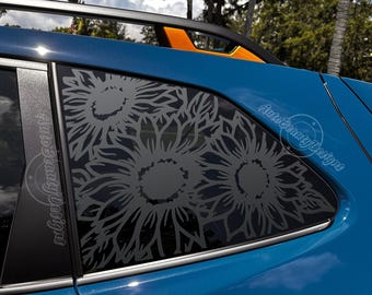Fits 2019-2024 Subaru Forester Rear Side Window Floral Sunflowers Decal Sticker