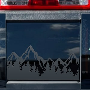 Fits 2015-2025 Chevy Colorado Rear Middle Sliding Window Mountain Tree Outdoor Decal Sticker