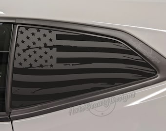 Fits 2016-2022 Chevrolet Camaro Rear Side Window Distressed American Flag Decal Sticker