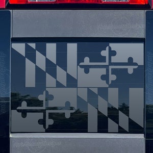 Fits 2014-2018 Chevy Silverado Rear Middle Sliding Window Maryland Flag Decal Sticker
