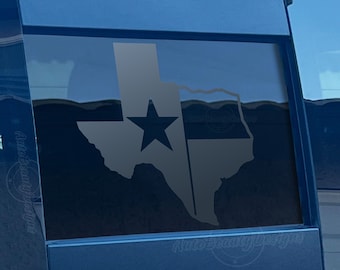 Fits 2019-2026 Chevy Silverado Rear Middle Sliding Window Shape of Texas Decal Sticker