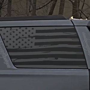 Fits 2015-2020 Chevy Tahoe Rear Side Window Distressed American Flag Decal Sticker
