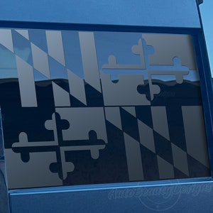 Fits 2019-2025 Chevy Silverado Rear Middle Sliding Window Maryland Flag Decal Sticker