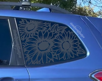 Fits 2014-2018 Subaru Forester Rear Side Window Floral Sunflowers Decal Sticker