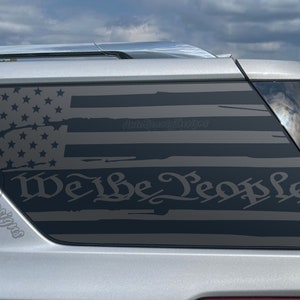 Fits 2018-2023 Chevrolet Traverse Rear Side Window We the People Distressed American Flag Decal Sticker