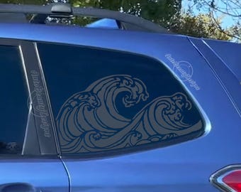 Fits 2014-2018 Subaru Forester Rear Side Window Ocean Waves Decal Sticker