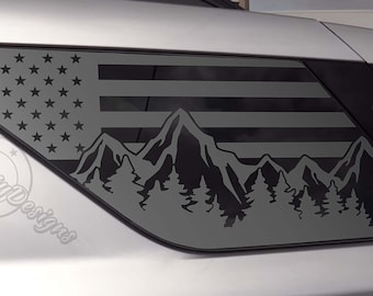 Fits 2020-2024 Ford Explorer Rear Side Windows American Flag Mountain Tree Outdoor Decal Sticker