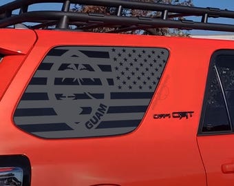 Fits 2010-2024 Toyota 4RUNNER Rear Side Window Guam American Flag Decal Sticker