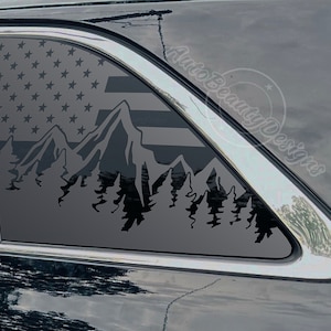 Fits 2016-2020 Kia Sorento Rear Side Window American Flag Mountain Tree Outdoor Decal Sticker