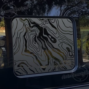 Fits 2015-2025 Ford F150 (17-25 F250 F350) Rear Middle Sliding Window Topographic Map Decal Sticker