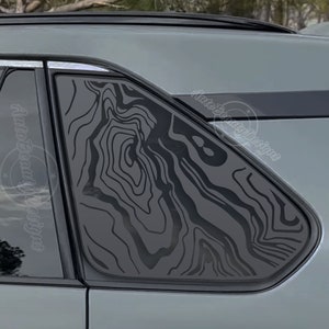 Fits 2019-2025 Toyota RAV4 Rear Side Window Topographic Map Decal Sticker