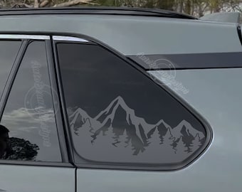 Fits 2019-2025 Toyota RAV4 Rear Side Window Mountain Tree Outdoor Decal Sticker