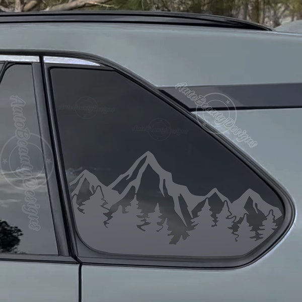 Fits 2019-2024 Toyota RAV4 Rear Side Windows Mountain Tree Outdoor Decal Sticker