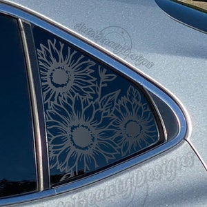 Fits 2018-2024 Toyota Camry Rear Side Window Floral Sunflowers Decal Sticker