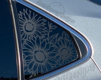 Fits 2018-2024 Toyota Camry Rear Side Window Floral Sunflowers Decal Sticker
