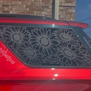 Fits 2021-2025 Chevy Tahoe Rear Side Window Floral Sunflowers Decal Sticker