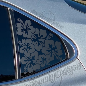 Fits 2018-2024 Toyota Camry Rear Side Window Hibiscus Flowers Decal Sticker