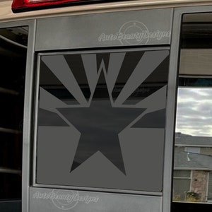 Fits 2013-2025 Nissan Frontier Rear Middle Sliding Window Arizona Flag Decal Sticker