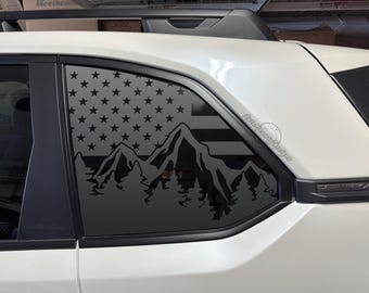 Fits 2025-2026 Subaru Forester Rear Side Window American Flag Mountain Tree Outdoor Decal Sticker