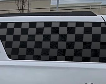 Fits 2015-2020 Chevy Suburban Rear Side Window Checkered Flag Decal Sticker