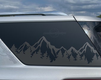 Fits 2018-2023 Chevrolet Traverse Rear Side Window Mountain Tree Outdoor Decal Sticker